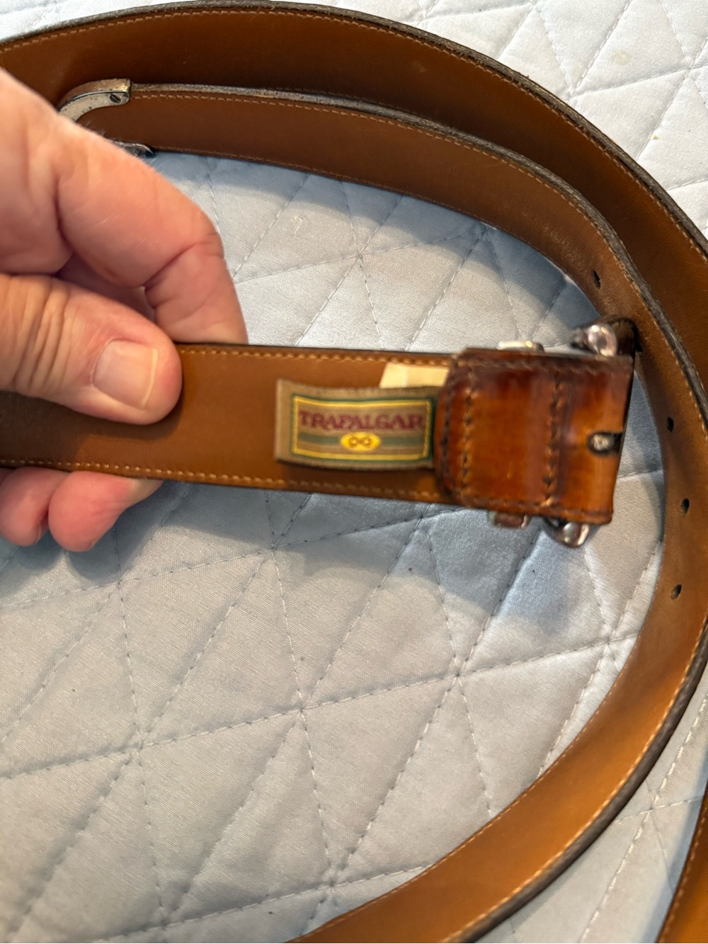 Trafalgar Tan Leather Men’s Belt with Embossed Size